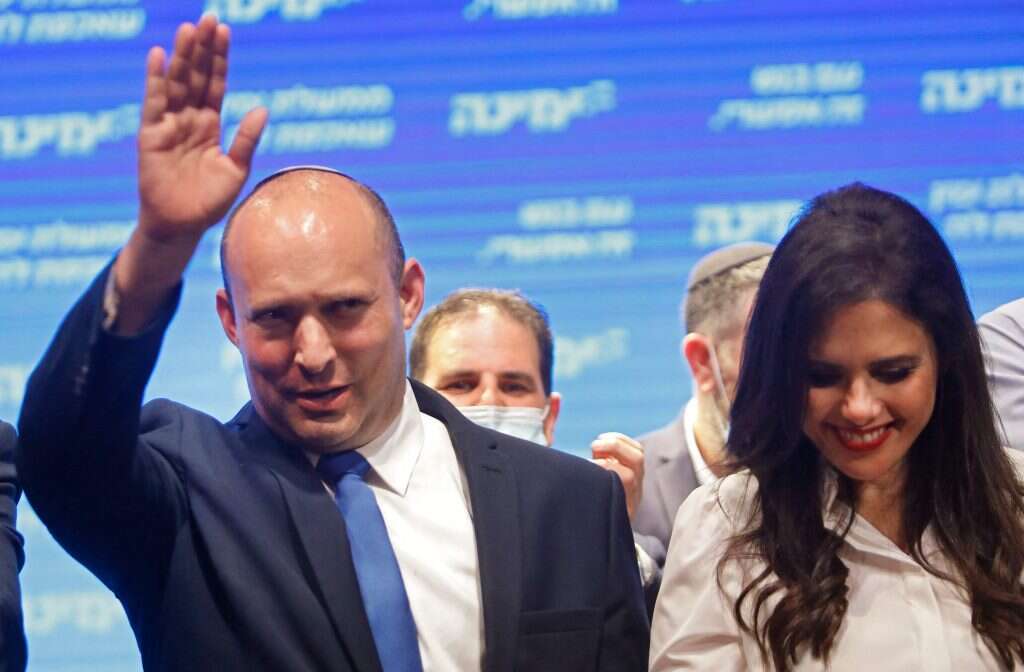 נפתלי בנט ואיילת שקד בליל הבחירות. | AFP