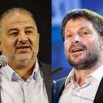 בצלאל סמוטריץ', מנסור עבאס. צילומים: שריה דיאמנט, AFP