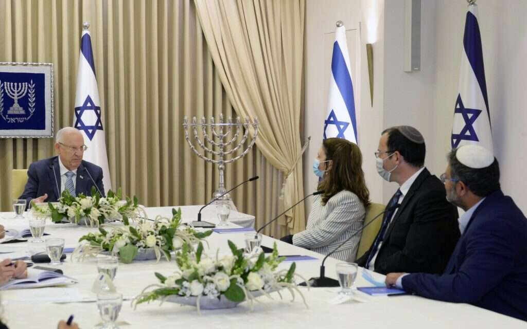 חברי מפלגת הציונות הדתית אצל הנשיא. | מארק ניימן, לע"מ.