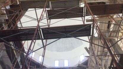 הפיגומים שהוצבו בבית הכנסת דאר בישי