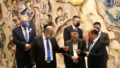 ממשלת 65? מנהיגי מפלגות הימין (מלבד נתניהו) בהשבעת הכנסת, השבוע. | מארק ישראל סלם