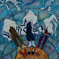 התורה חידשה את זכויות הפרט במלחמה "בכותל", שמן על בד, 2020 ,חנה הלן רוזנברג