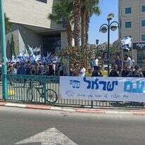 ההפגנה מחוץ לבית המשפט המחוזי. | ברלה קרומבי