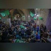 הלוויית חללי חמאס במתקפת צה"ל ברצועת עזה. | AFP