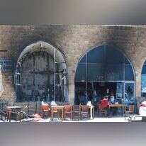 מסעדת "אורי בורי" בעכו שהוצתה במבצע שומר החומות. | סוכנות ג'יני