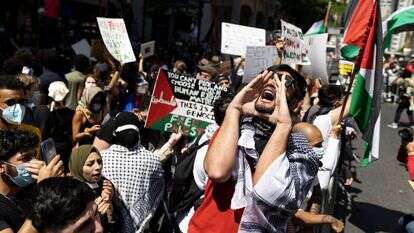 מפגן תמיכה בחמאס בניו יורק. | EPA