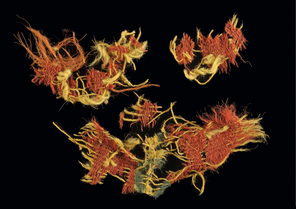 אריג מעוטר הצבוע בפואת הצבעים ואיסטיס הצבעים. | דפנה גזית וקלרה עמית, באדיבות רשות העתיקות.