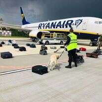 בדיקת הכבודה של נוסעי טיסת ריינאייר במינסק. | AFP