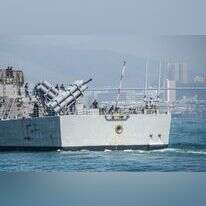 משחתת אמריקנית על חופי הונג-קונג. | AFP