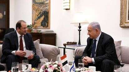 ראש הממשלה נתניהו בפגישתו עם ראש המודיעין הכללי המצרי עבאס כאמל. | עמוס בן גרשום/ לע"מ