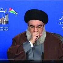 נסראללה ב"נאום השיעולים", בתחילת הקיץ. | מסך