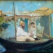 הן הצייר והן מושא ציורו עוטים על עצמם מסכה. אדוארד מאנה, מינכן, 1874 | גטי אימג'ס