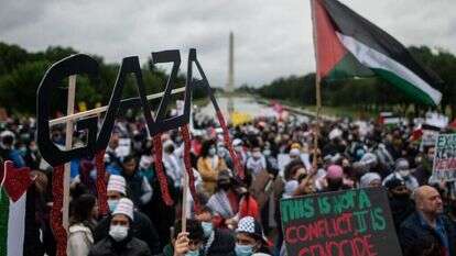הפגנה נגד ישראל בארה"ב. | AFP