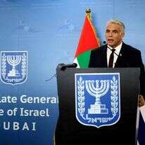 שר החוץ יאיר לפיד בפתיחת השגרירות בדובאי. | AFP