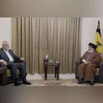 נסראללה והנייה בפגישתם בלבנון, בשנה שעברה. | AFP