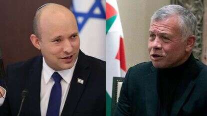 עבדאללה מלך ירדן וראש הממשלה נפתלי בנט. צילומים:, EPA, AFP