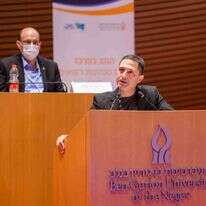 דנילוביץ' בנאומו בכנס "הנגב במרכז", בשבוע שעבר | דני מכליס, אוניברסיטת בן־גוריון
