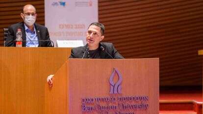 דנילוביץ' בנאומו בכנס "הנגב במרכז", בשבוע שעבר | דני מכליס, אוניברסיטת בן־גוריון