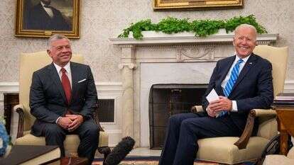 הנשיא ביידן והמלך עבדאללה בפגישתם. | EPA