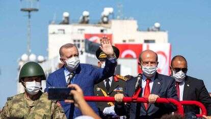 ארדואן בצפון קפריסין, ביום שלישי. | AFP ארדואן בצפון קפריסין, ביום שלישי. | AFP