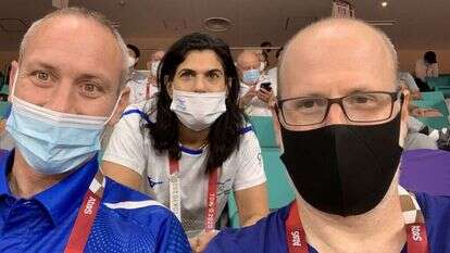 השר חילי טרופר עם דותן מלאך באולימפיאדת טוקיו