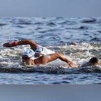 מתן רודיטי בשחיית המרתון (עשרה ק"מ), אתמול. הגיע במקום הרביעי | אי.פי.איי