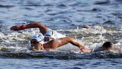 מתן רודיטי בשחיית המרתון (עשרה ק"מ), אתמול. הגיע במקום הרביעי | אי.פי.איי