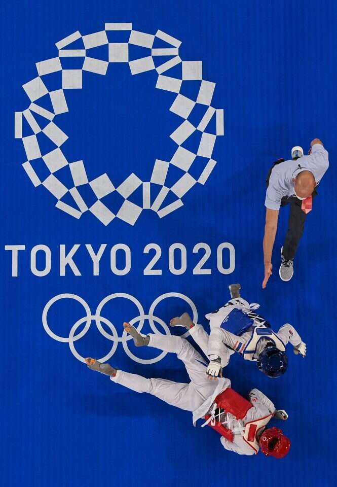 אבישג סמברג (באדום) בגמר הטקוואנדו. | AFP