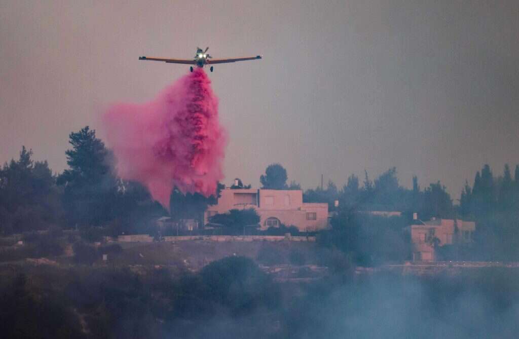 מטוסי הכיבוי מאחד אחד היישובים. | AFP