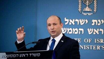 ראש הממשלה נפתלי בנט במסיבת עיתונאים. | יונתן זינדל, פלאש 90