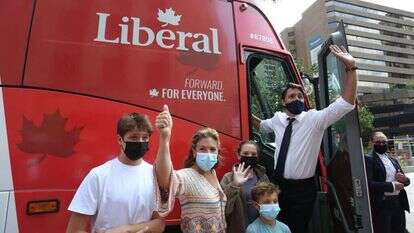 ראש ממשלת קנדה ג'סטין טרודו בקמפיין בחירות. | AFP