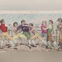 אנקדוטות עורפיות של התרבות היהודית. דניאל מנדוזה בקרב אגרוף, 1841 סמואל וויליאם פורס, גלריית הדיוקנאות הלאומית, לונדון