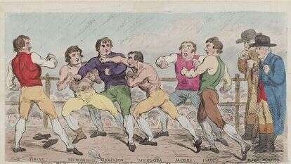 אנקדוטות עורפיות של התרבות היהודית. דניאל מנדוזה בקרב אגרוף, 1841 סמואל וויליאם פורס, גלריית הדיוקנאות הלאומית, לונדון אנקדוטות עורפיות של התרבות היהודית. דניאל מנדוזה בקרב אגרוף, 1841 סמואל וויליאם פורס, גלריית הדיוקנאות הלאומית, לונדון