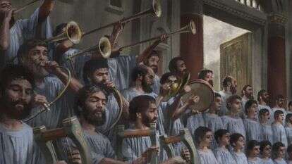 שירת הלוויים מתוך הסרט אגדת החורבן. | דוד פולונסקי ומיכאל פאוסט, באדיבות סרטי נחשון שירת הלוויים מתוך הסרט אגדת החורבן. | דוד פולונסקי ומיכאל פאוסט, באדיבות סרטי נחשון