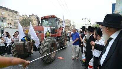 תהלוכה לכבוד החקלאים ששמרו שמיטה, בני ברק 2015. | יוסי זליגר