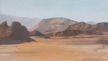 שי אביבי, צל הרים כהרים, שמן על בד על עץ, 2017