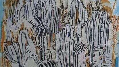 מפגש עם נשמות יהודיות מהעיירה החרבה עידית מקובר, "ברכת הכהנים", טכניקה מעורבת, 2020