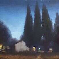 שי אביבי, לילה בקיבוץ, שמן על בד, 2018 | שירה ישראלי