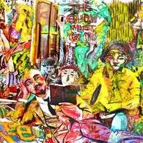 הסתכלות מרובת פרספקטיבות על מגוון נושאים המעסיקים את החשיבה האנושית בן רוטמן, "שירת הפילוסוף", צבעי שמן על קנבס, 2021