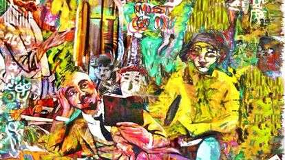 הסתכלות מרובת פרספקטיבות על מגוון נושאים המעסיקים את החשיבה האנושית בן רוטמן, "שירת הפילוסוף", צבעי שמן על קנבס, 2021