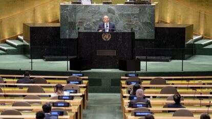 בנט נואם בעצרת הכללית של האו"ם בניו־יורק, | EPA