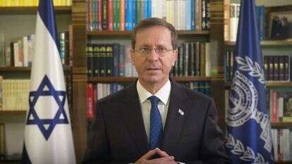 הנשיא יצחק הרצוג נואם בוועידת הגולן של מקור ראשון. | גרגורי באדו. מקליט: אורי בוזגלו