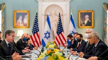 שר החוץ יאיר לפיד נפגש עם מזכיר המדינה האמריקני אנטוני בלינקן. | AFP