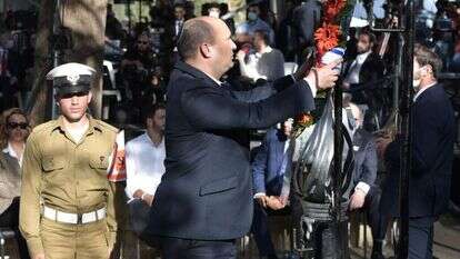 ראש הממשלה, נפתלי בנט, בטקס האזכרה הממלכתי לזכרם של יצחק ולאה רבין ז"ל, בהר הרצל בירושלים. | קובי גדעון/ לע"מ