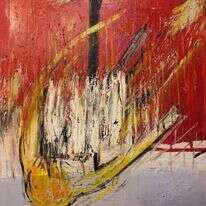 יהודית אנגלרד, "נופלת מתבוננת", שמן על בד, 2019. מתוך התערוכה "נפש מתבוננת". | לואיז גרין