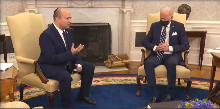 נרדם או לא? ביידן בפגישה עם בנט. | מסך מהתוכנית