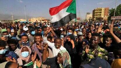 מחאה נגד ההפיכה הצבאית בסודן. | AFP מחאה נגד ההפיכה הצבאית בסודן. | AFP