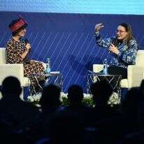 סיוון רהב-מאיר והרבנית ימימה מזרחי בוועידת החינוך. | שריה דיאמנט