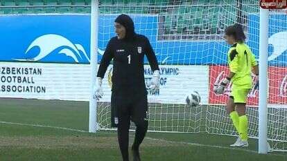 השוערת האיראנית החשודה כשוער. | מסך: מתוך עמוד היוטיוב של ערוץ הספורט הירדני