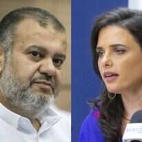 איילת שקד, ואליד טאהא. צילומים: אוליבייה פיטוסי ויונתן זינדל - פלאש 90